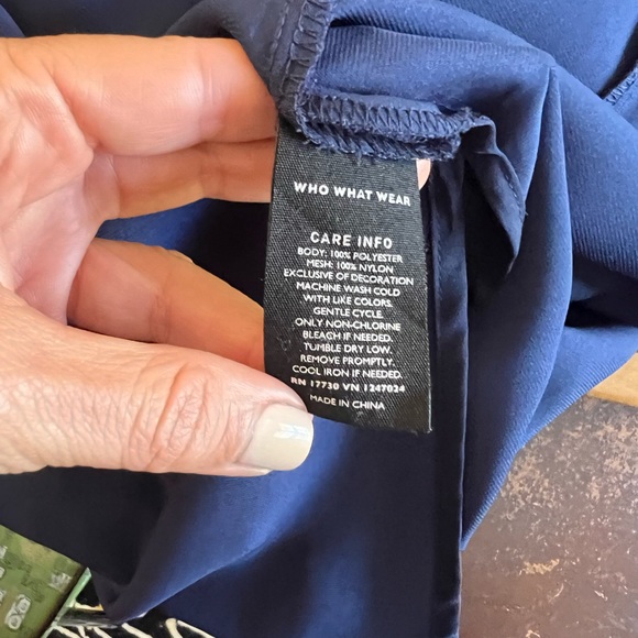 Who What Wear Navy Blue Lace Slip Dress - Picture 10 of 11